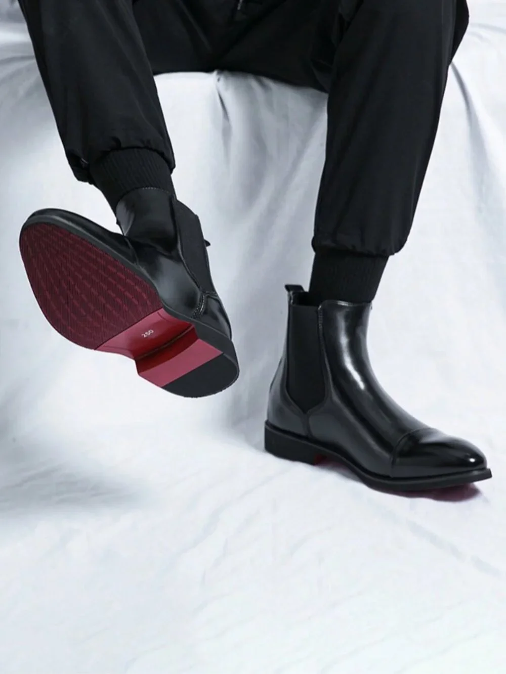 Black Casual Men's Round Toe Mid-Calf Handmade Work Style Loafers Shoes